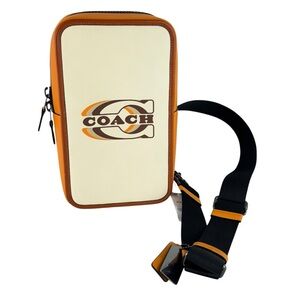 COACH CE529 Sullivan Pack Beige Orange Leather Men's Crossbody Bag